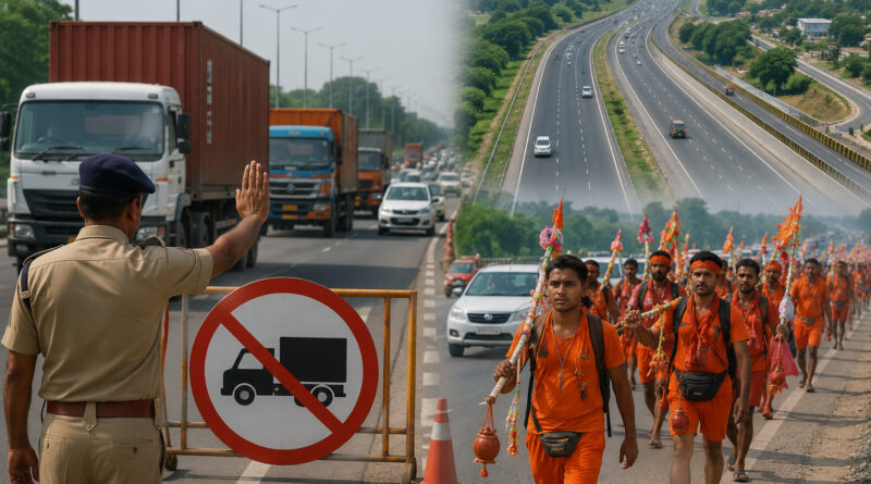 कांवड़ यात्रा के चलते बड़ा ट्रैफिक प्लान लागू, 29 जुलाई से हाईवे पर बदलेगा रूट, यात्रियों के लिए जरूरी सूचना