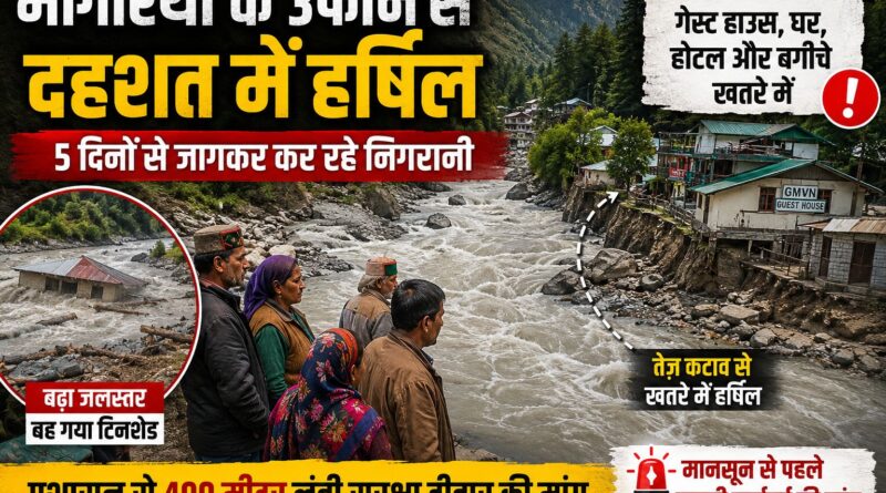 भागीरथी के उफान से दहशत में हर्षिल